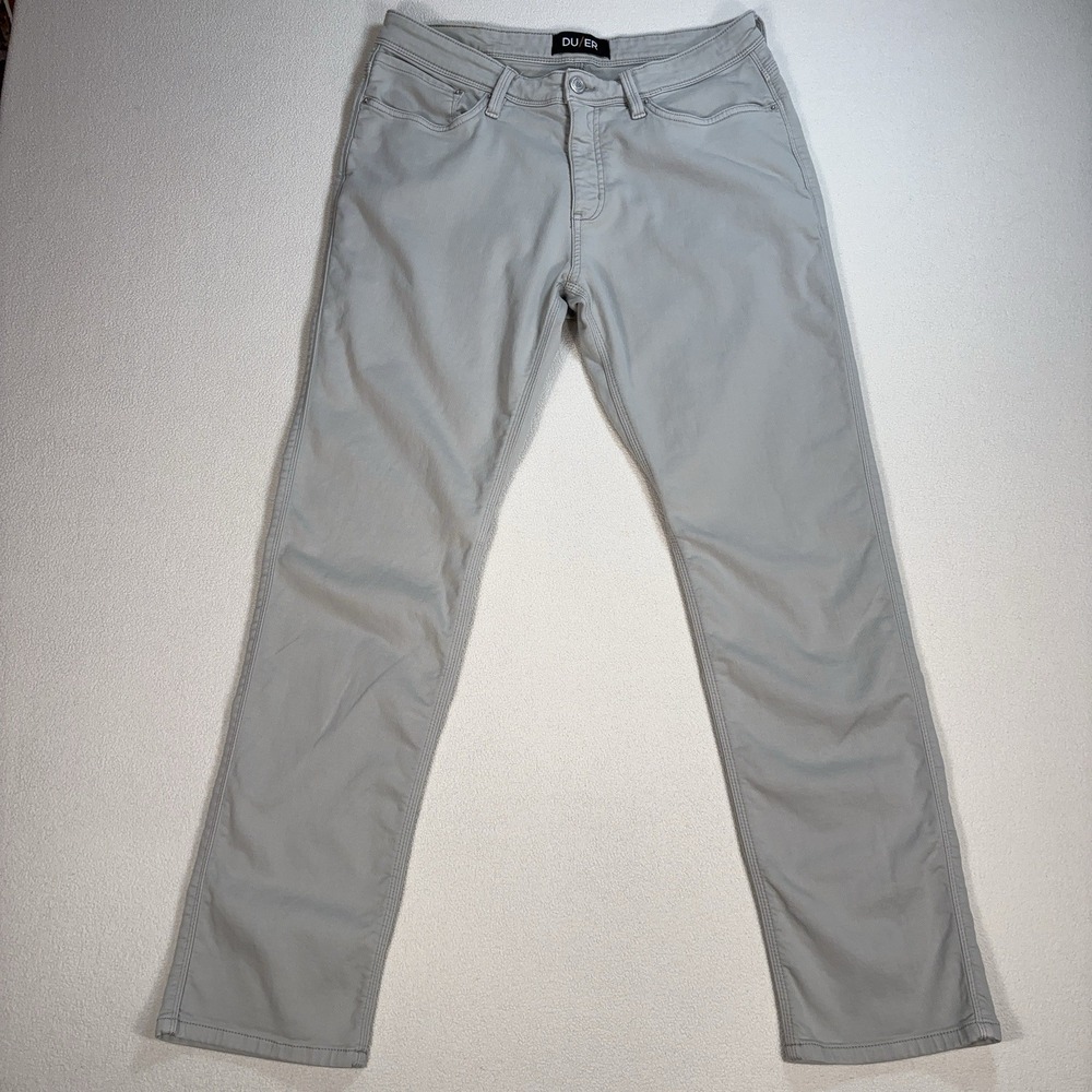 DU/ER No Sweat Relaxed Taper Pants Men 34x31 Light Gray N2X Stretch Comfort READ